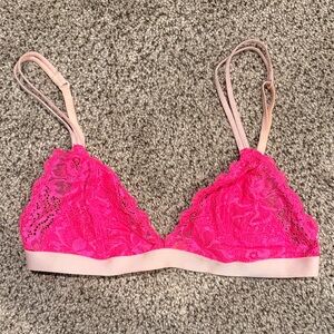 Victoria's Secret | Hot Pink Lace Bralette with Blush Band